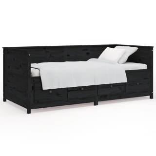 Łóżko dzienne, czarne, 90x200 cm, lite drewno sosnowe