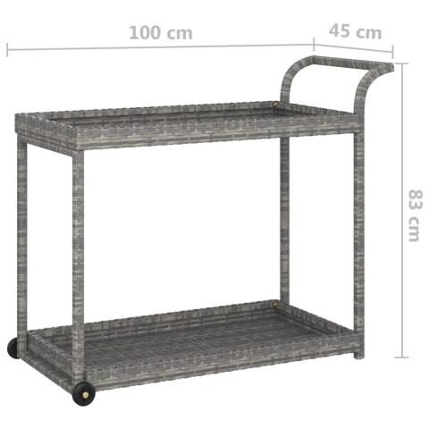 Wózek barowy, szary, 100x45x83 cm, polirattan