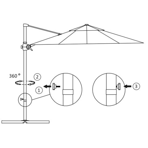 Parasol wiszący na stalowym słupku, bordowy, 300 cm