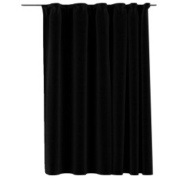 Zasłona stylizowana na lnianą, z haczykami, czarna, 290x245 cm