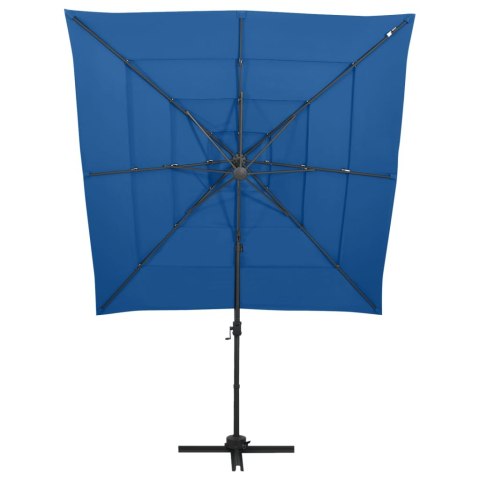 4-poziomowy parasol na aluminiowym słupku, lazurowy, 250x250 cm