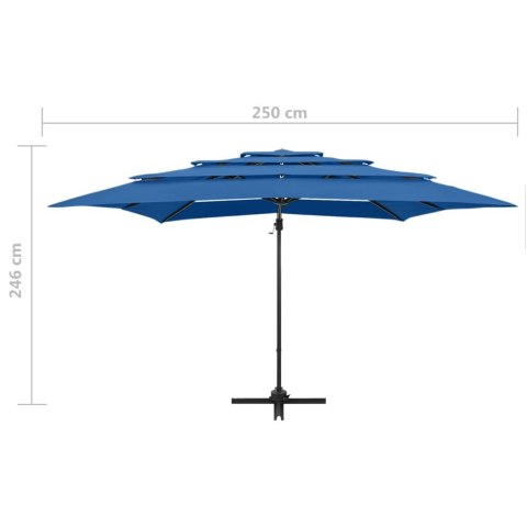 4-poziomowy parasol na aluminiowym słupku, lazurowy, 250x250 cm