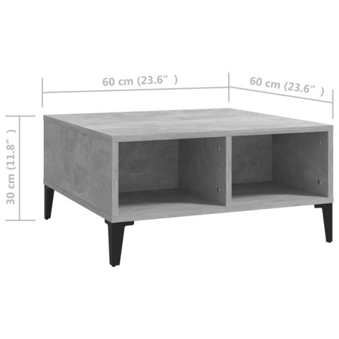 Stolik kawowy, szarość betonu, 60x60x30 cm, płyta wiórowa