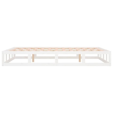 Rama łóżka, biała, 140x190 cm, lite drewno