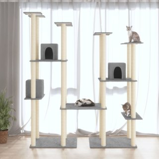 Drapak dla kota ze słupkami sizalowymi, jasnoszary, 174 cm