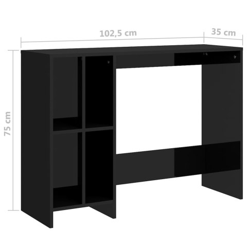 Biurko pod laptopa, czarne, wysoki połysk, 102,5 x 35 x 75 cm