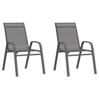 Sztaplowane krzesła ogrodowe, 2 szt., szare, tworzywo textilene