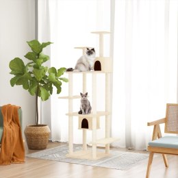 Drapak dla kota z sizalowymi słupkami, kremowy, 176 cm