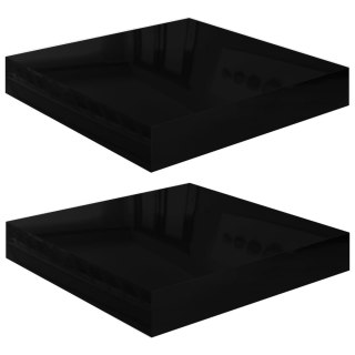 Półki ścienne 2 szt., czarne, wysoki połysk, 23x23,5x3,8 cm MDF