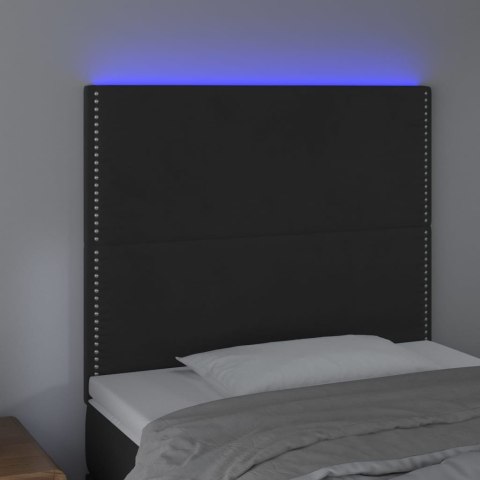 Zagłówek do łóżka z LED, czarny, 100x5x118/128 cm, aksamit