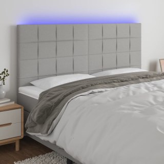 Zagłówek do łóżka z LED, jasnoszary, 180x5x118/128 cm, tkanina