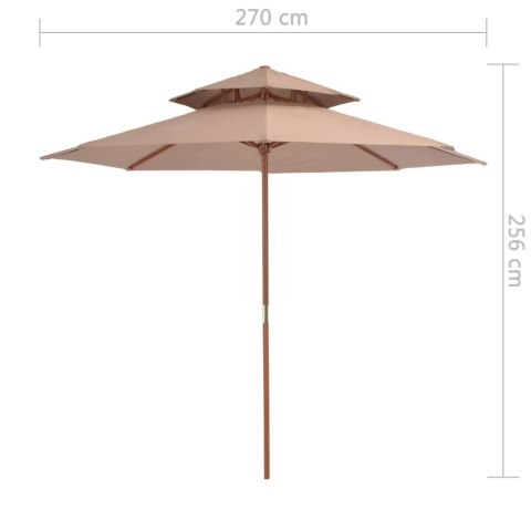 Parasol ogrodowy z podwójnym daszkiem, 270 cm, taupe