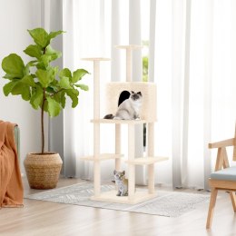 Drapak dla kota z sizalowymi słupkami, kremowy, 144,5 cm
