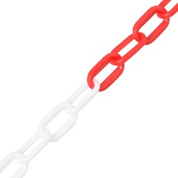 Łańcuch ostrzegawczy, czerwono-biały, 100 m, Ø6 mm, plastikowy