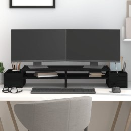 Podstawka na monitor, czarna, 100x27,5x15 cm, drewno sosnowe
