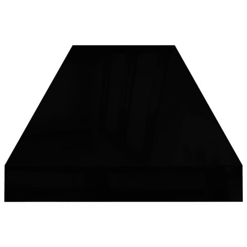 Półki ścienne 4 szt. wysoki połysk, czarne, 90x23,5x3,8 cm, MDF