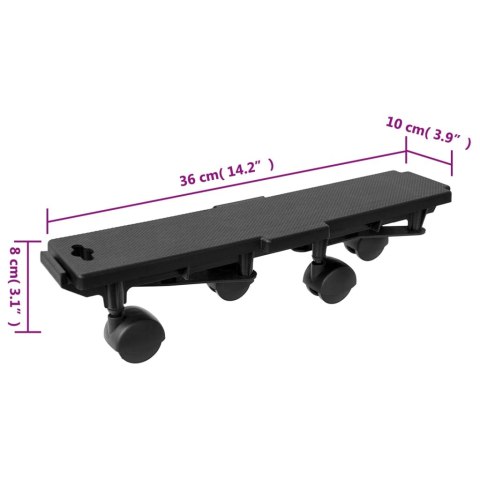 Wózki transportowe, 4 kółka, 2 szt., czarne, PP, 170 kg