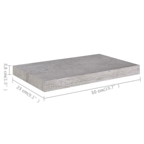 Półka ścienna, szarość betonu, 50x23x3,8 cm, MDF