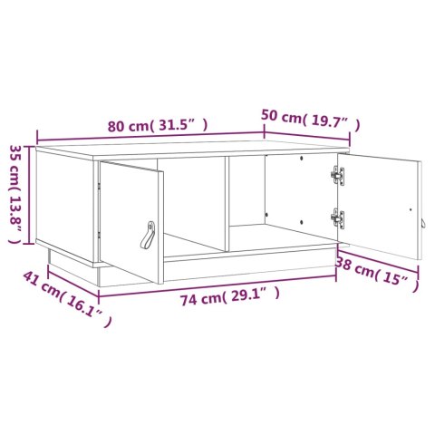 Stolik kawowy, 80x50x35 cm, lite drewno sosnowe