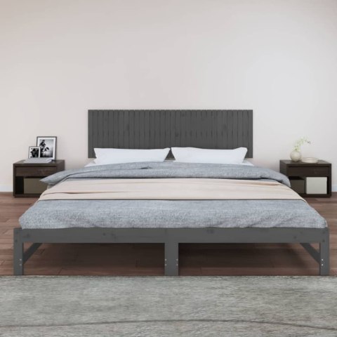Wezgłowie łóżka, szare, 204x3x60 cm, lite drewno sosnowe