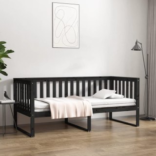 Łóżko dzienne, czarne, 90x200 cm, lite drewno sosnowe