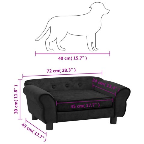 Sofa dla psa, czarna, 72x45x30 cm, pluszowa