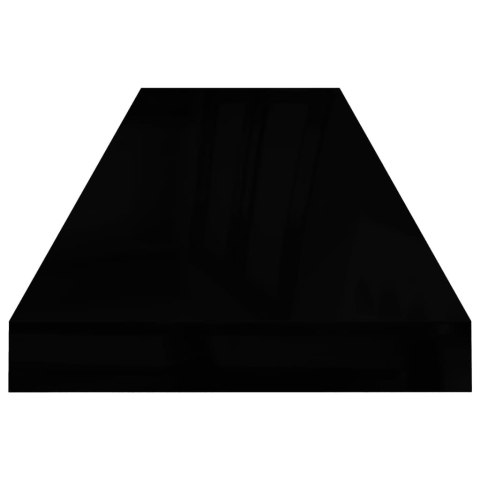 Półka ścienna, wysoki połysk, czarna, 90x23,5x3,8 cm, MDF