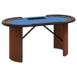Stół pokerowy 10 os., taca na żetony, niebieski, 160x80x75 cm