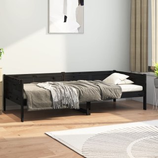 Łóżko dzienne, czarne, lite drewno sosnowe, 90x200 cm