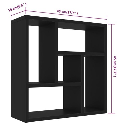 Półka ścienna, czarna, 45,1x16x45,1 cm, płyta wiórowa
