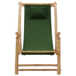 Leżak z bambusa i zielonego płótna