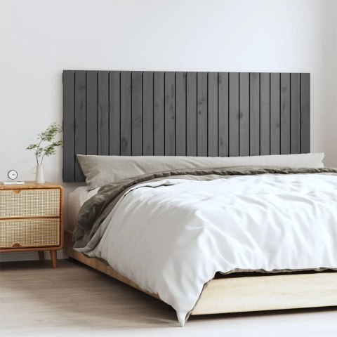 Wezgłowie łóżka, szare, 147x3x60 cm, lite drewno sosnowe