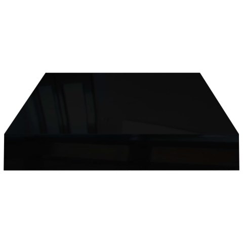 Półka ścienna, czarna, wysoki połysk, 40x23x3,8 cm, MDF