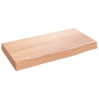 Półka, jasnobrązowa, 40x20x4 cm, lakierowane lite drewno dębowe