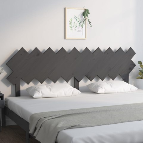 Wezgłowie łóżka, szare, 196x3x80,5 cm, lite drewno sosnowe