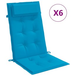Poduszki na krzesła z wysokim oparciem, 6 szt., jasnoniebieskie