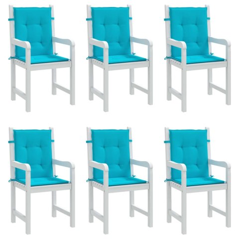 Poduszki na krzesła z niskim oparciem, 6 szt., turkusowe