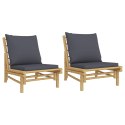 Fotele ogrodowe, 2 szt., ciemnoszare poduszki, bambus