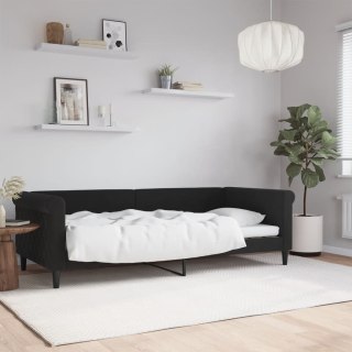 Łóżko dzienne, czarne, 90x200 cm, obite aksamitem