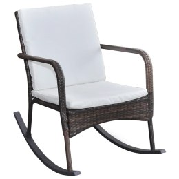 Ogrodowy fotel bujany, brązowy, rattan PE