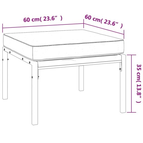 Podnóżki ogrodowe z szarymi poduszkami, 2 szt, 60x60x35cm, stal