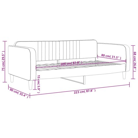 Sofa z funkcją spania, różowa, 80x200 cm, obita aksamitem