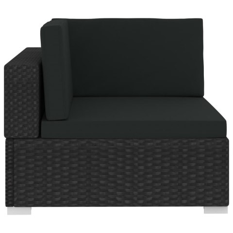 3-częściowa sofa ogrodowa z poduszkami, rattan PE, czarna