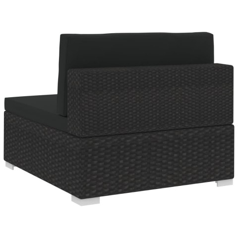 3-częściowa sofa ogrodowa z poduszkami, rattan PE, czarna