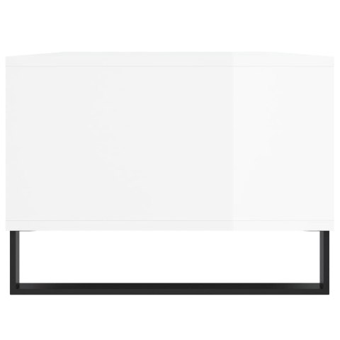 Stolik kawowy, biały o wysokim połysku, 90x50x36,5 cm