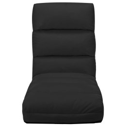 Składane krzesło podłogowe, czarne, sztuczna skóra