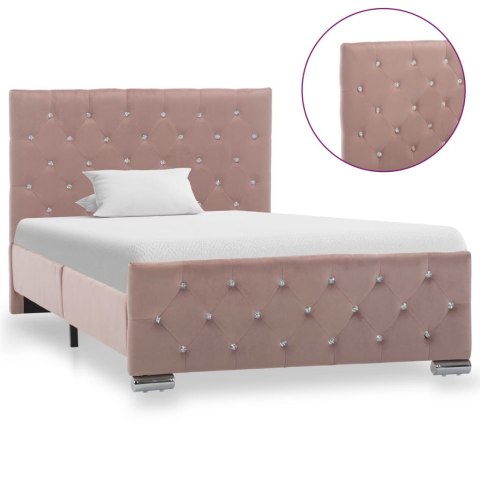 Rama łóżka, różowa, tapicerowana aksamitem, 100x200 cm