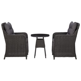 2 krzesła ogrodowe ze stolikiem, polirattan, czarne