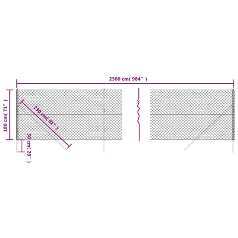 Ogrodzenie z siatki, srebrne, 1,8x25 m