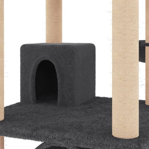 Drapak dla kota, z sizalowymi słupkami, ciemnoszary, 141 cm